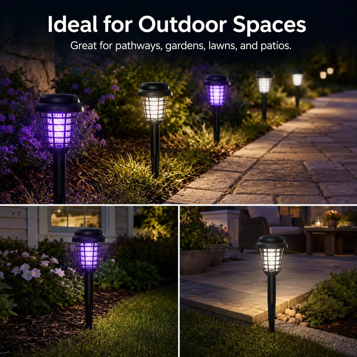 Solar Mosquito Zapper Light – Outdoor Garden Stake Lamp, UV Insect Killer, Solar Powered, Dual Mode (Mosquito Control + Pathway Lighting)
