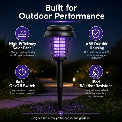 Solar Mosquito Zapper Light – Outdoor Garden Stake Lamp, UV Insect Killer, Solar Powered, Dual Mode (Mosquito Control + Pathway Lighting)