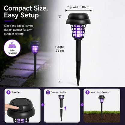 Solar Mosquito Zapper Light – Outdoor Garden Stake Lamp, UV Insect Killer, Solar Powered, Dual Mode (Mosquito Control + Pathway Lighting)