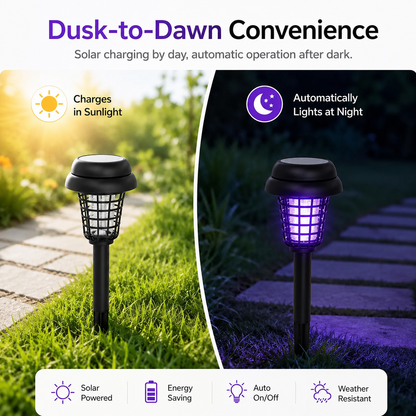 Solar Mosquito Zapper Light – Outdoor Garden Stake Lamp, UV Insect Killer, Solar Powered, Dual Mode (Mosquito Control + Pathway Lighting)